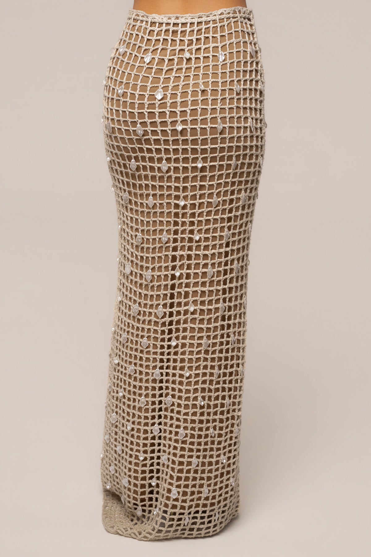 Ecru Pearl Shore Crochet Skirt