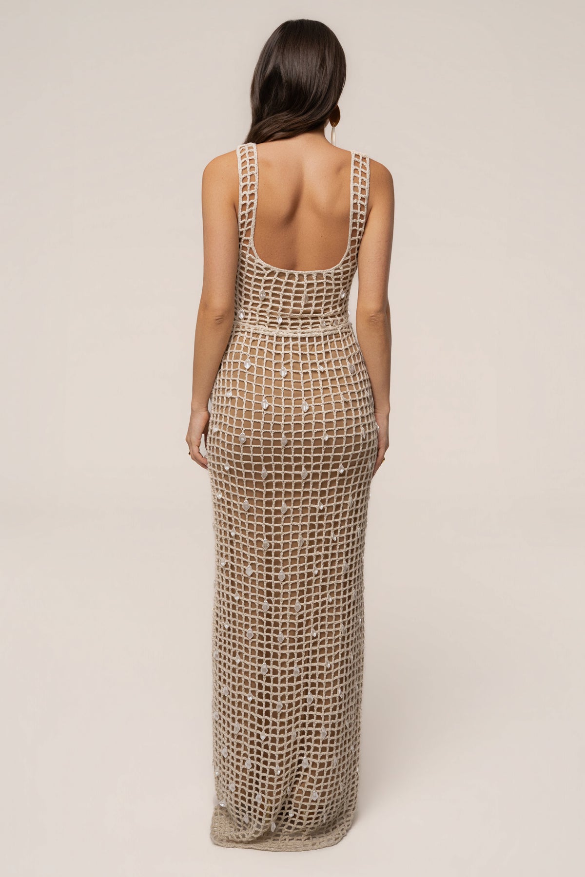 Ecru Pearl Shore Crochet Skirt