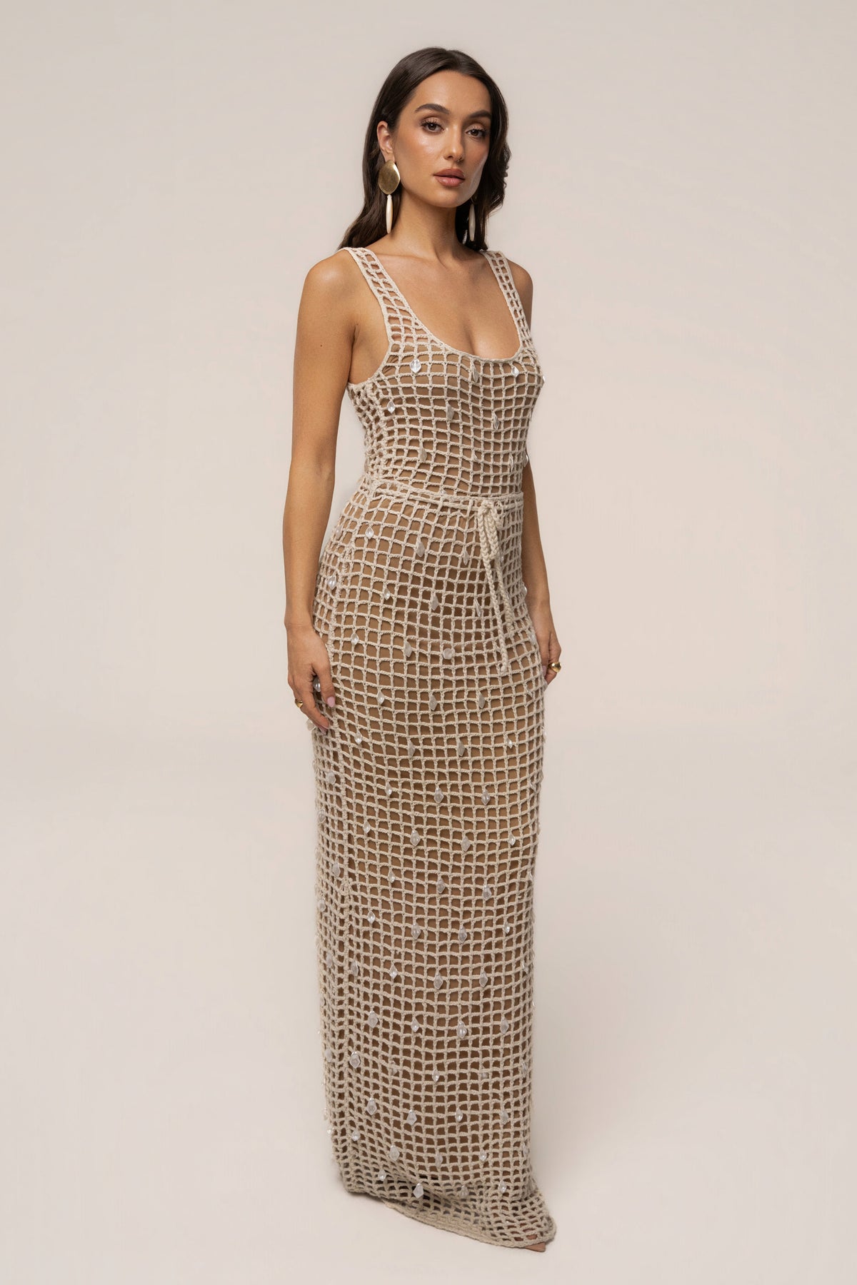 Ecru Pearl Shore Crochet Skirt