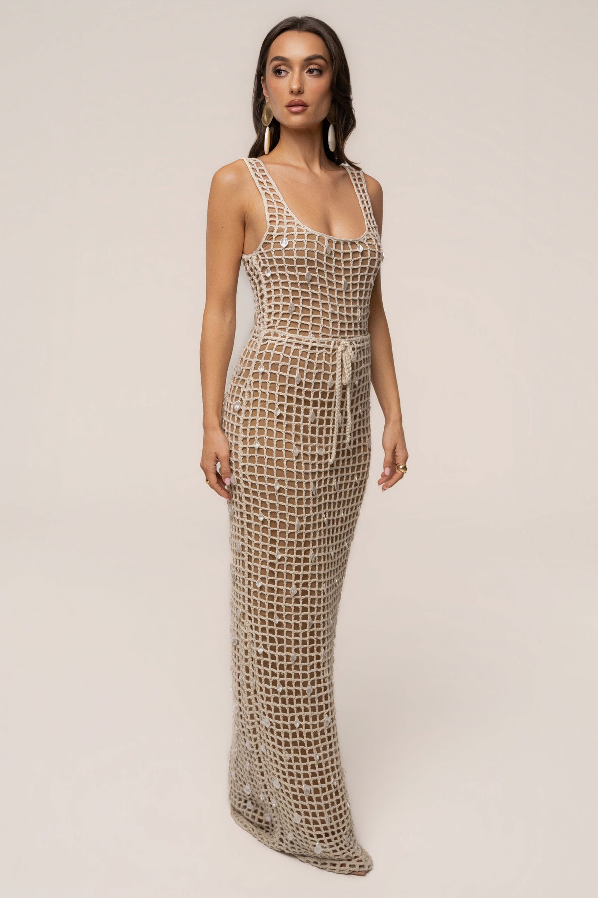 Ecru Pearl Shore Crochet Skirt
