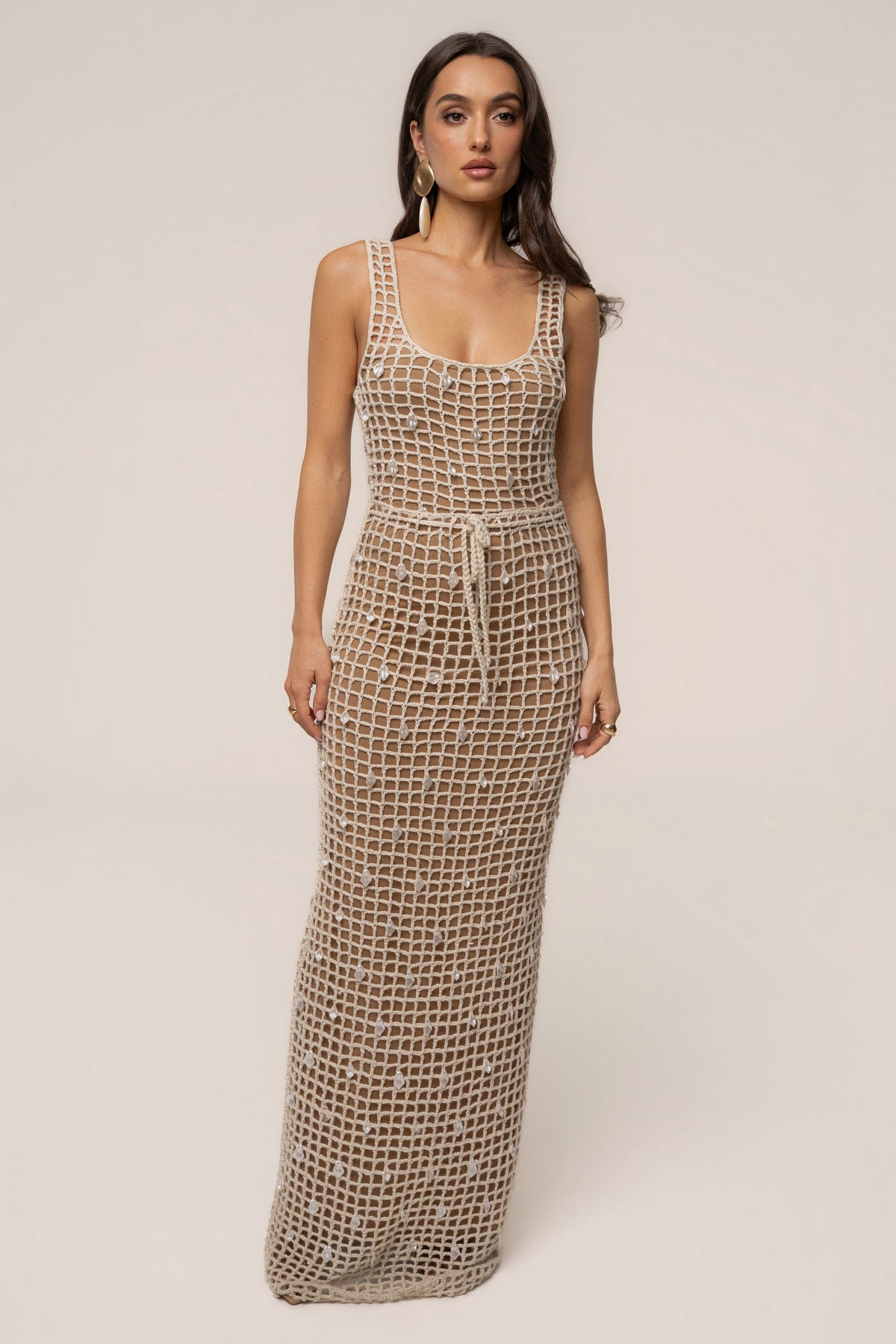 Ecru Pearl Shore Crochet Skirt