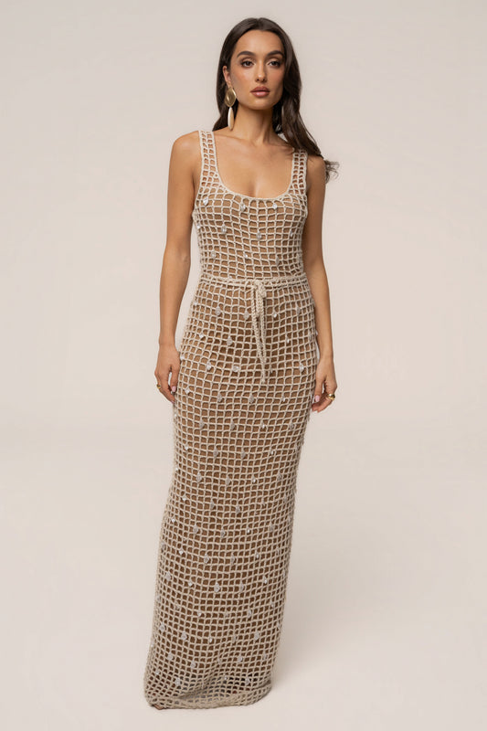 Ecru Pearl Shore Crochet Skirt