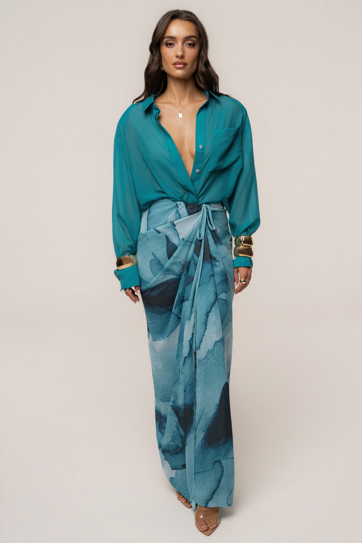 Blue Abstract Noelia Printed Skirt