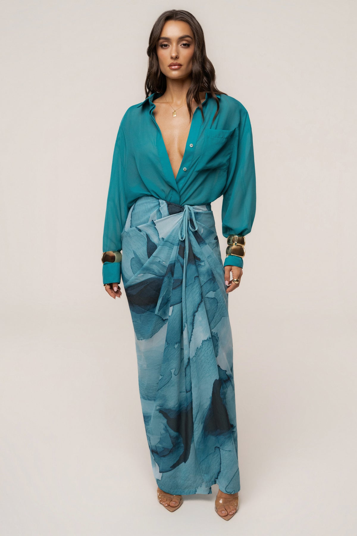 Blue Abstract Noelia Printed Skirt