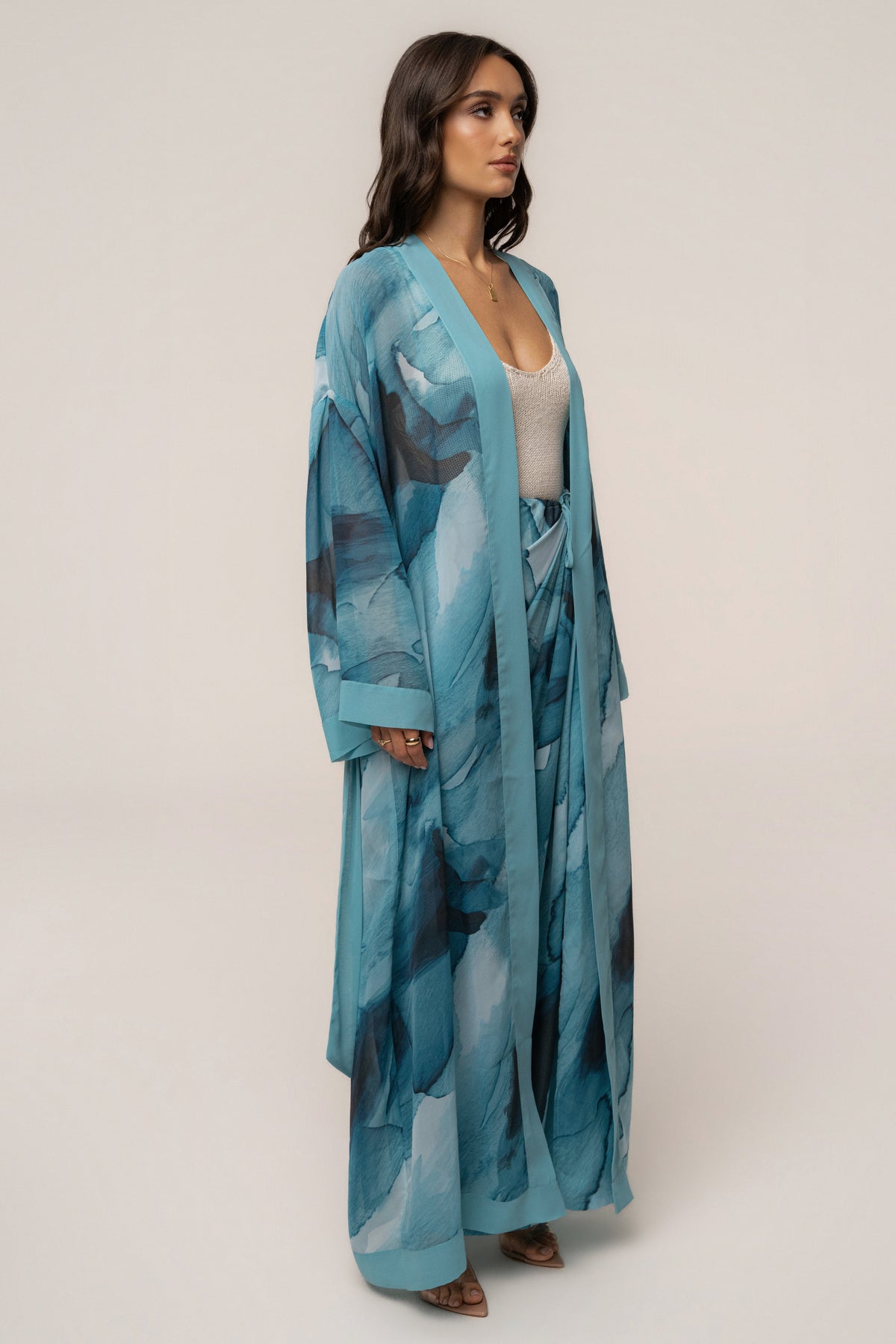 Blue Abstract Alissa Printed Duster