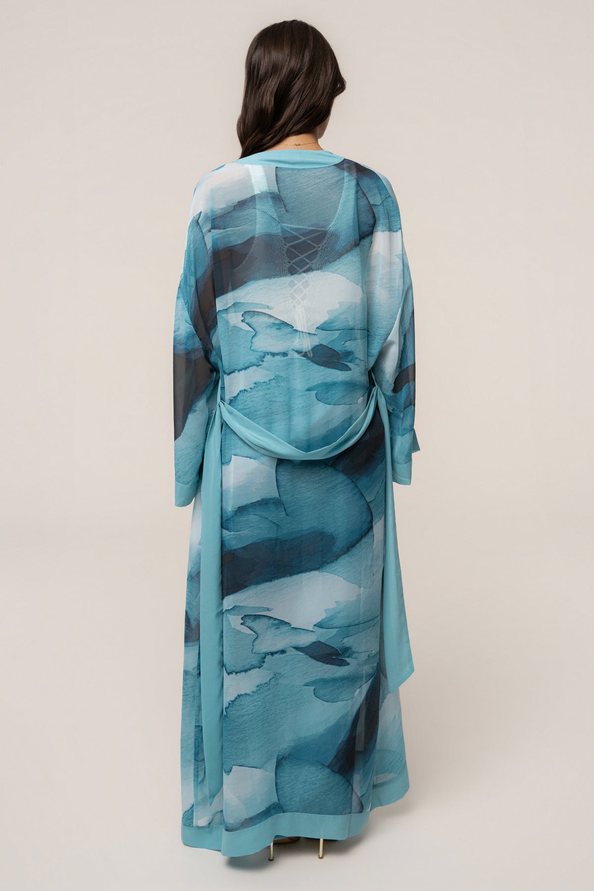 Blue Abstract Alissa Printed Duster