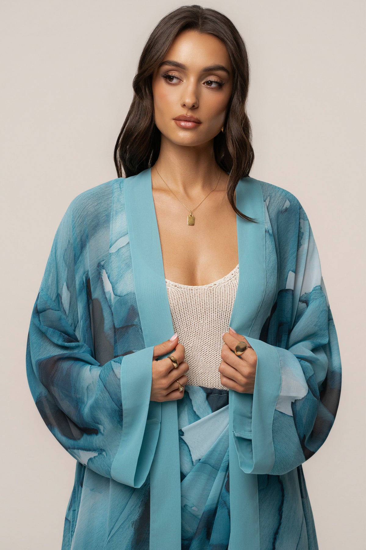 Blue Abstract Alissa Printed Duster