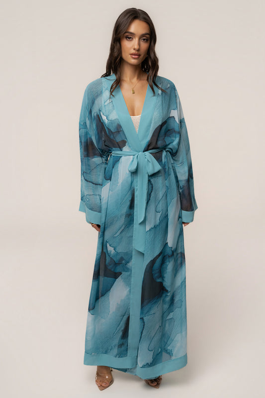 Blue Abstract Alissa Printed Duster