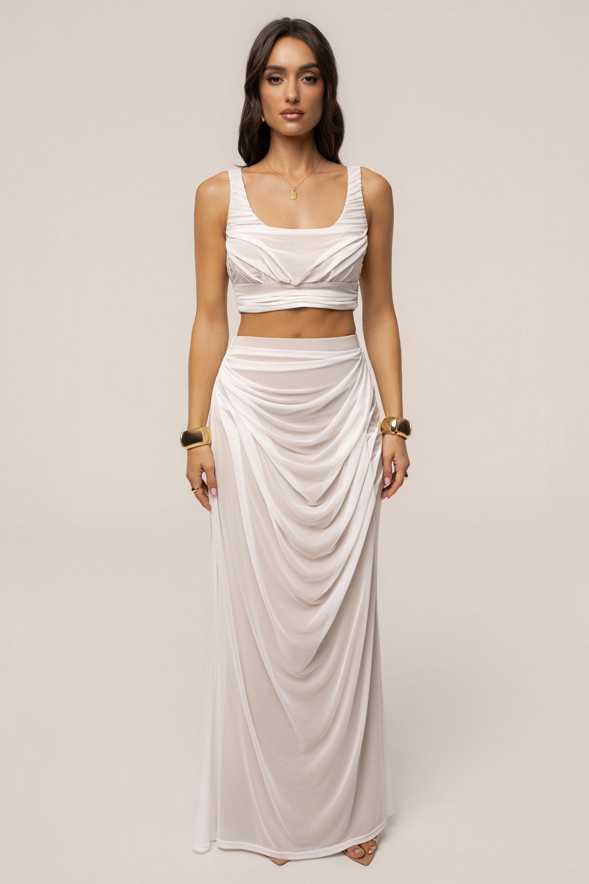 Ivory Ethereal Flow Maxi Skirt