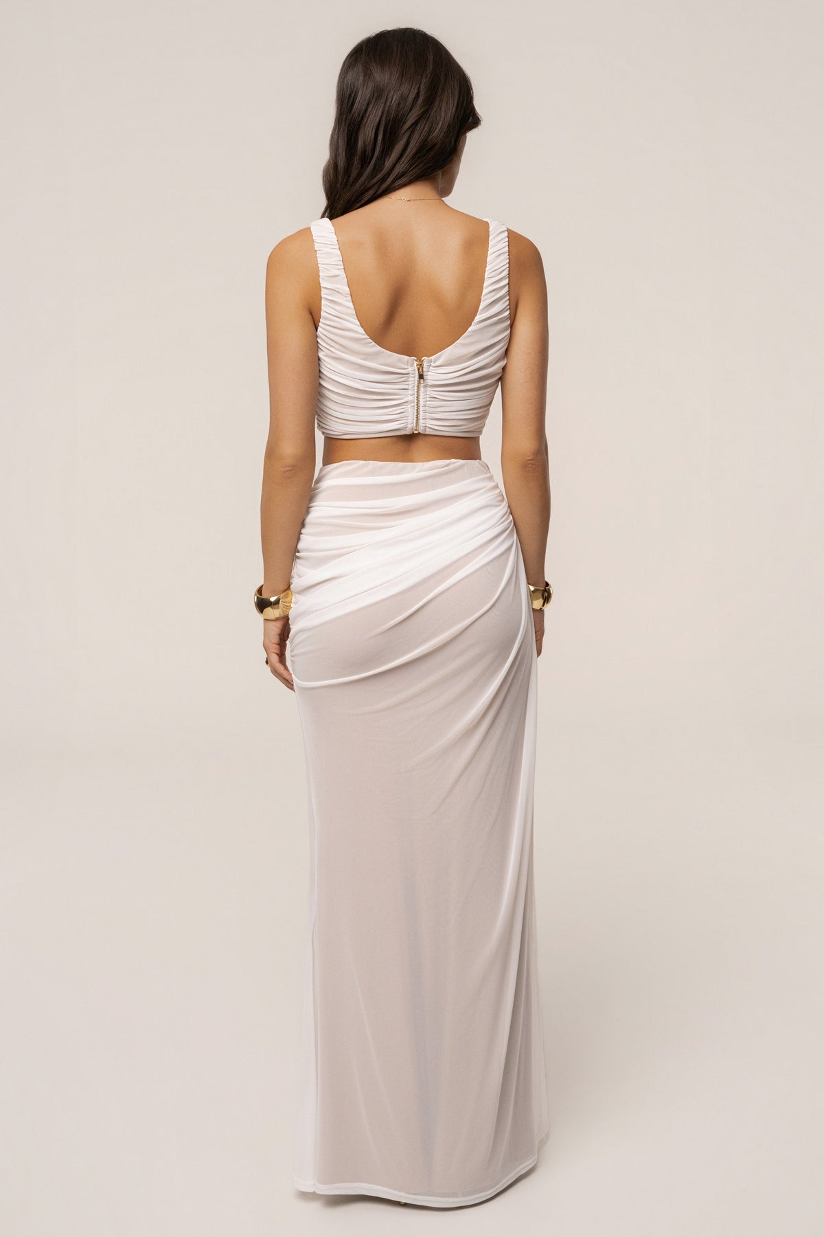 Ivory Ethereal Flow Maxi Skirt