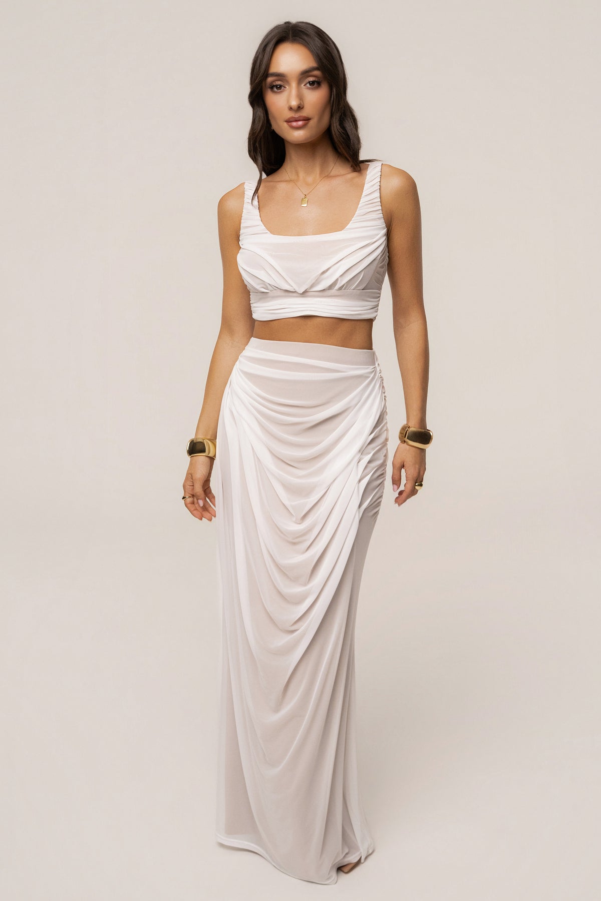 Ivory Ethereal Flow Maxi Skirt