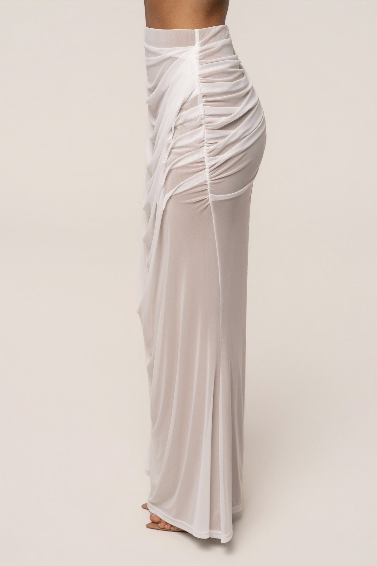 Ivory Ethereal Flow Maxi Skirt