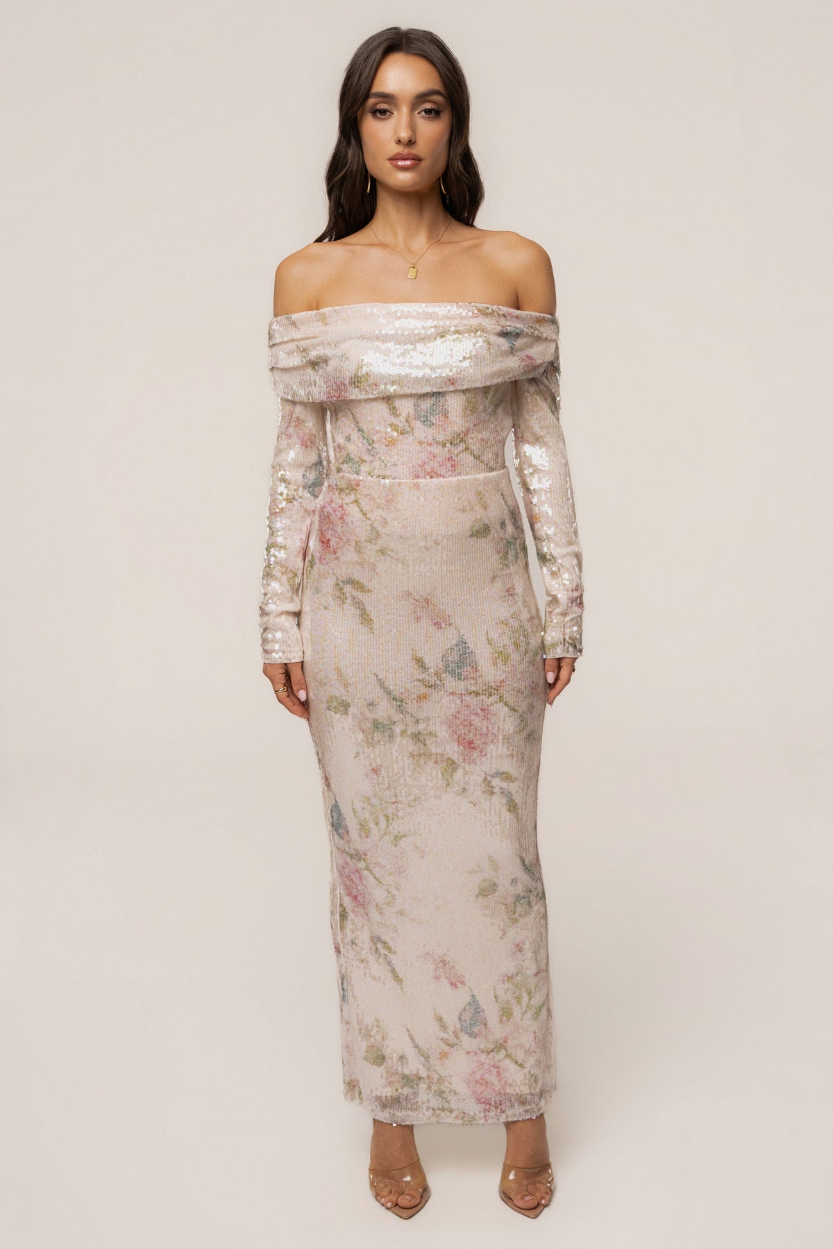 Ivory Floral Villa Nights Sequin Skirt