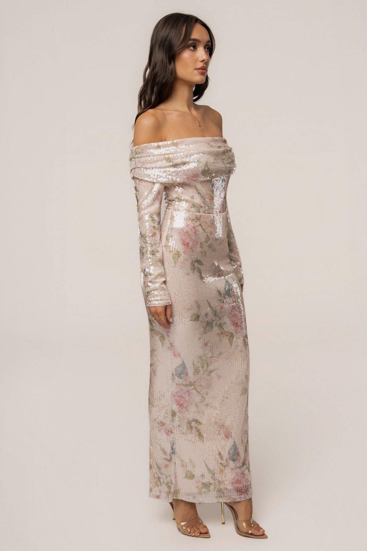 Ivory Floral Villa Nights Sequin Skirt