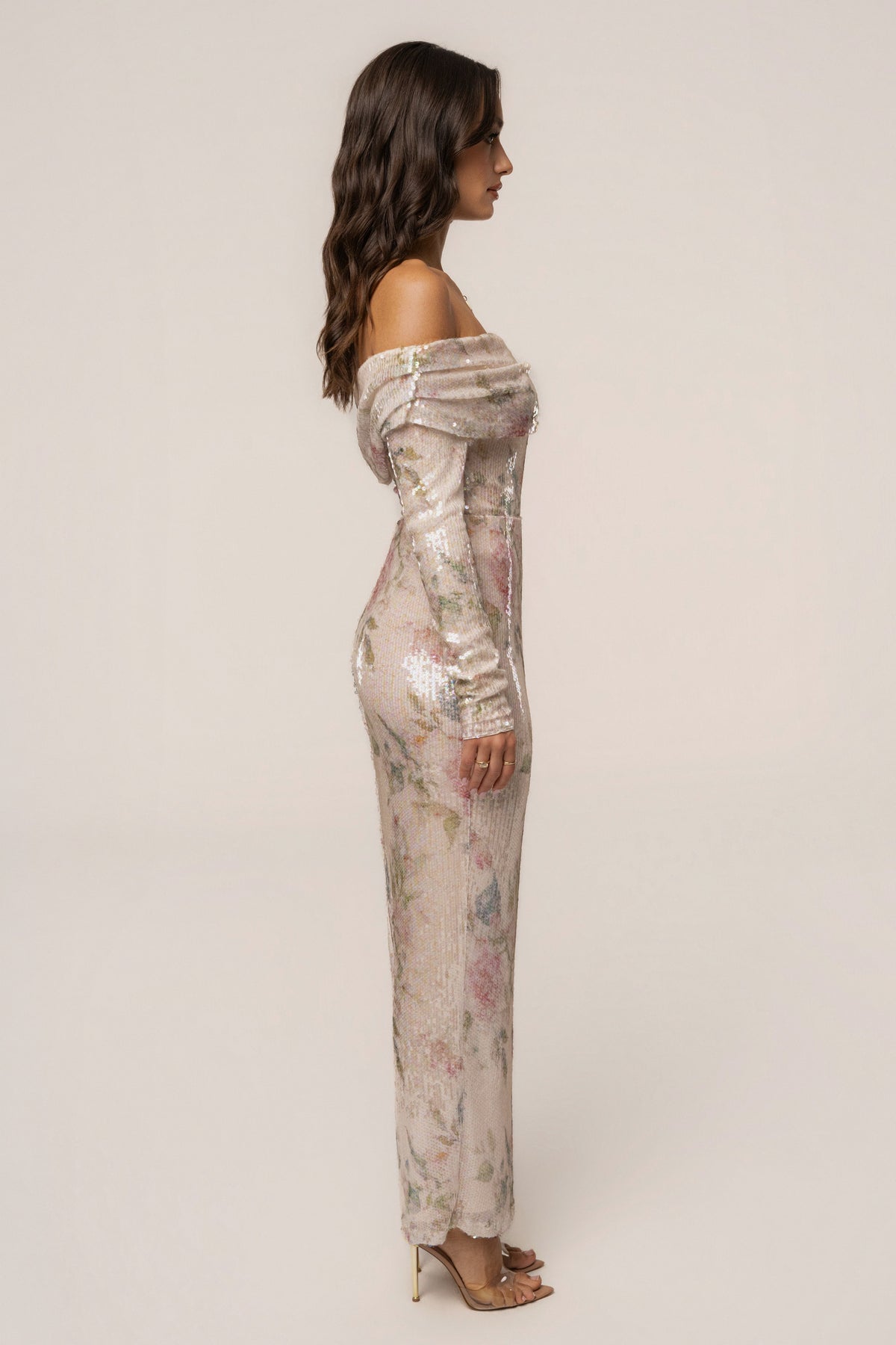 Ivory Floral Villa Nights Sequin Skirt