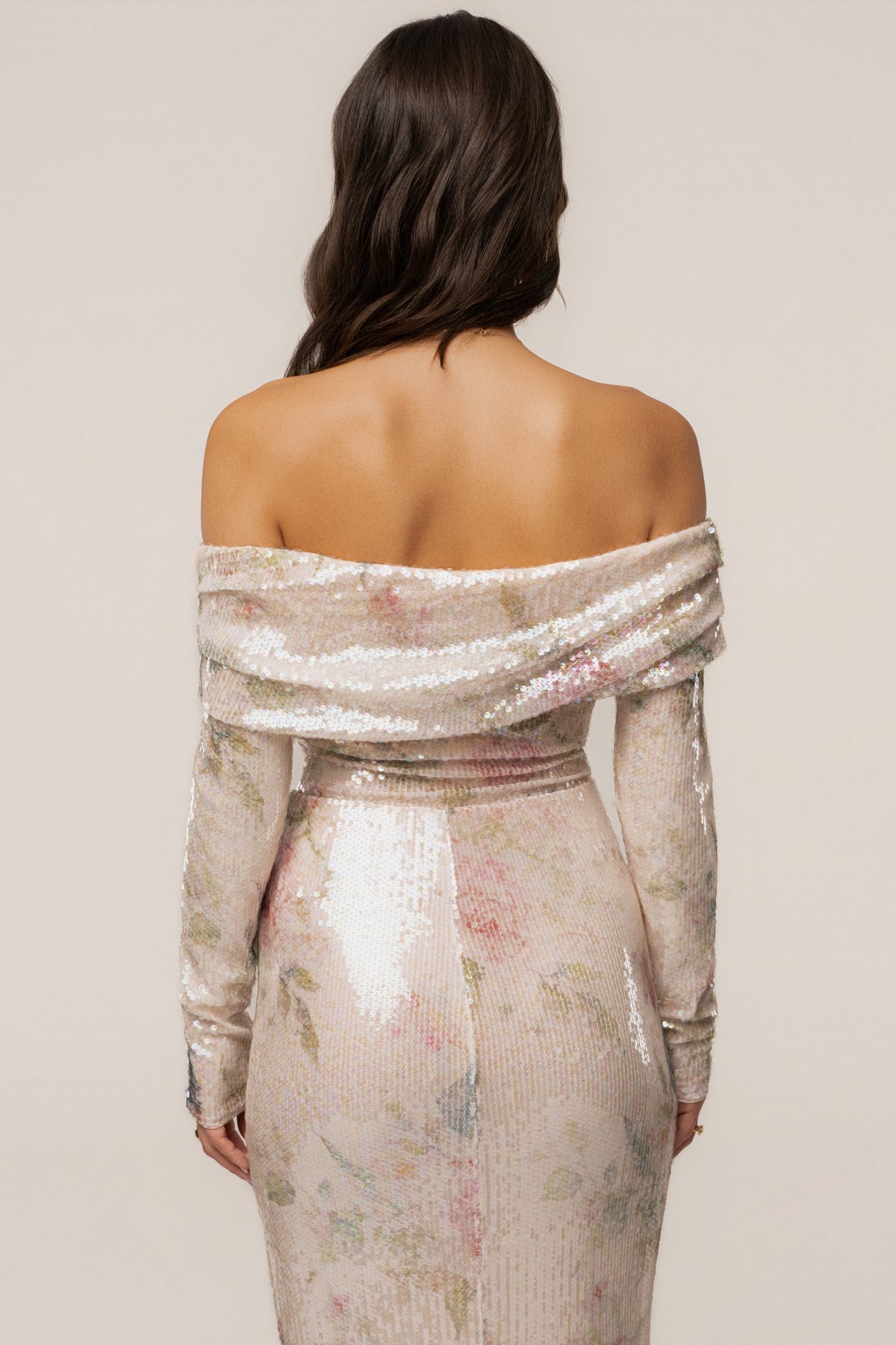 Ivory Floral Villa Nights Sequin Skirt