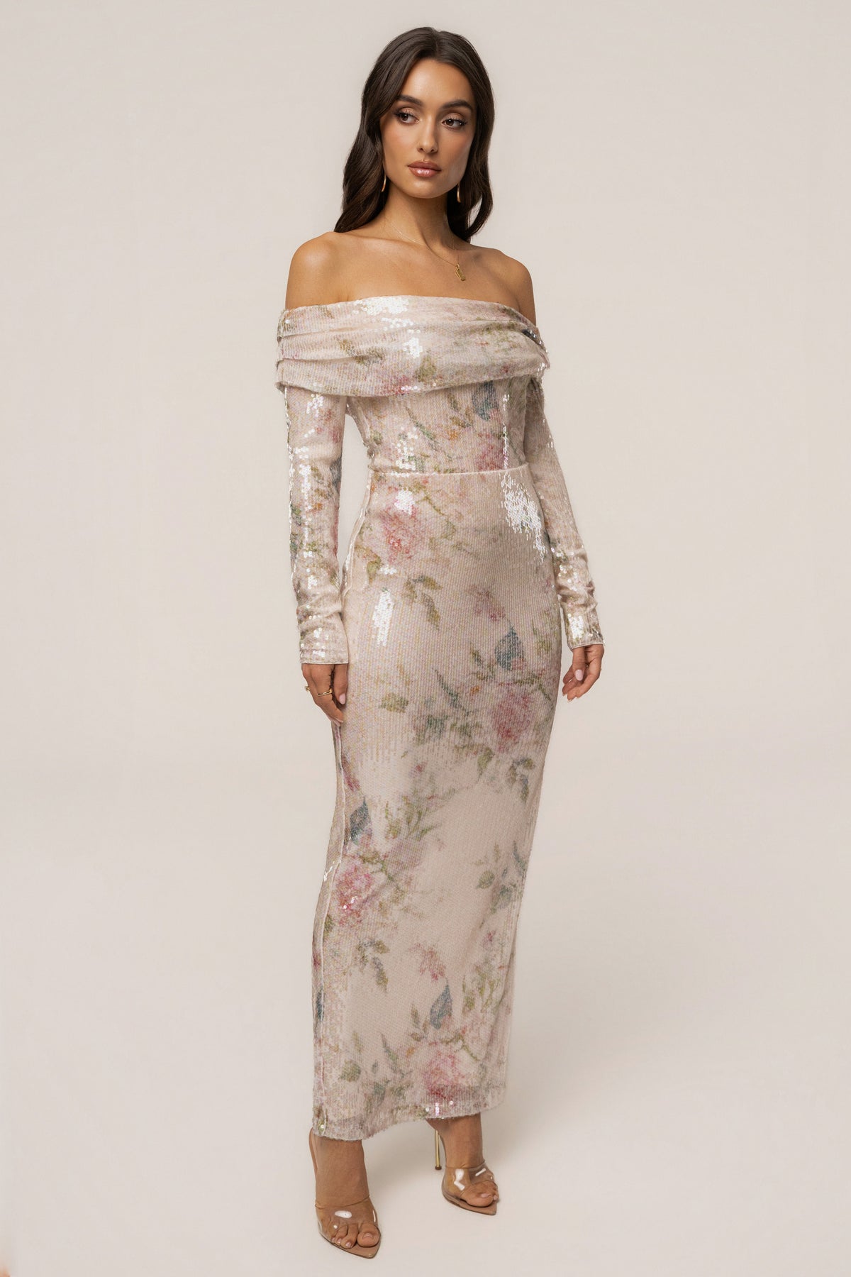 Ivory Floral Villa Nights Sequin Skirt