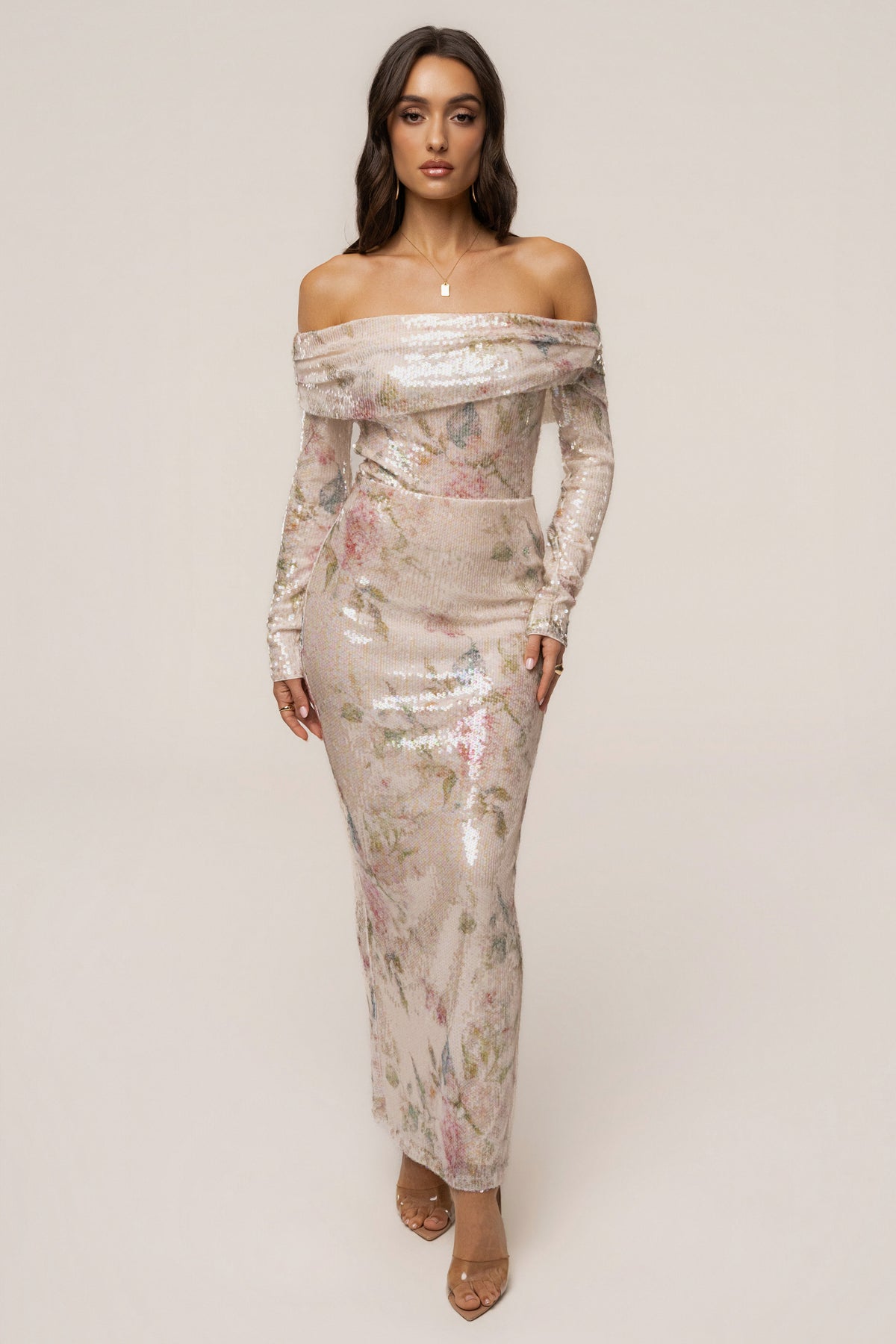 Ivory Floral Villa Nights Sequin Skirt