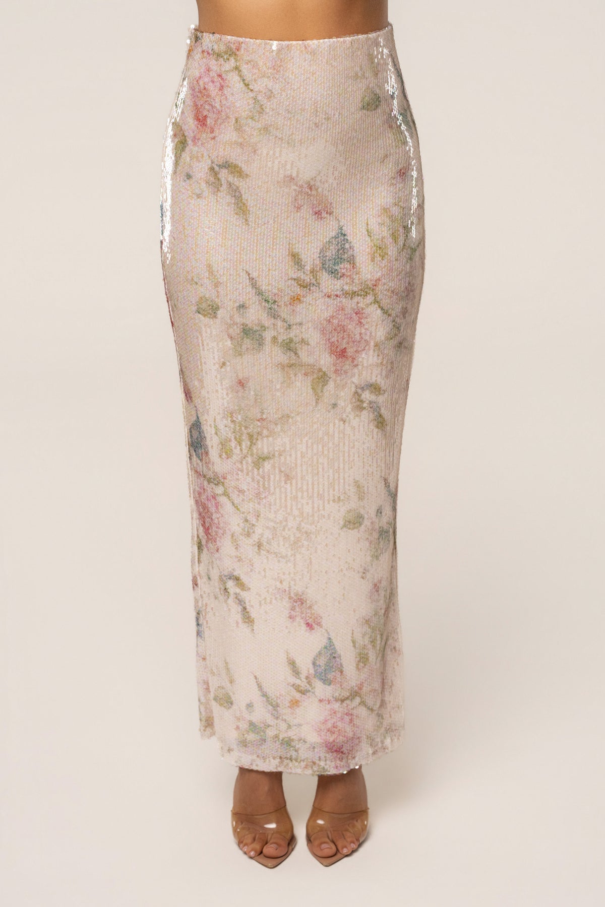 Ivory Floral Villa Nights Sequin Skirt