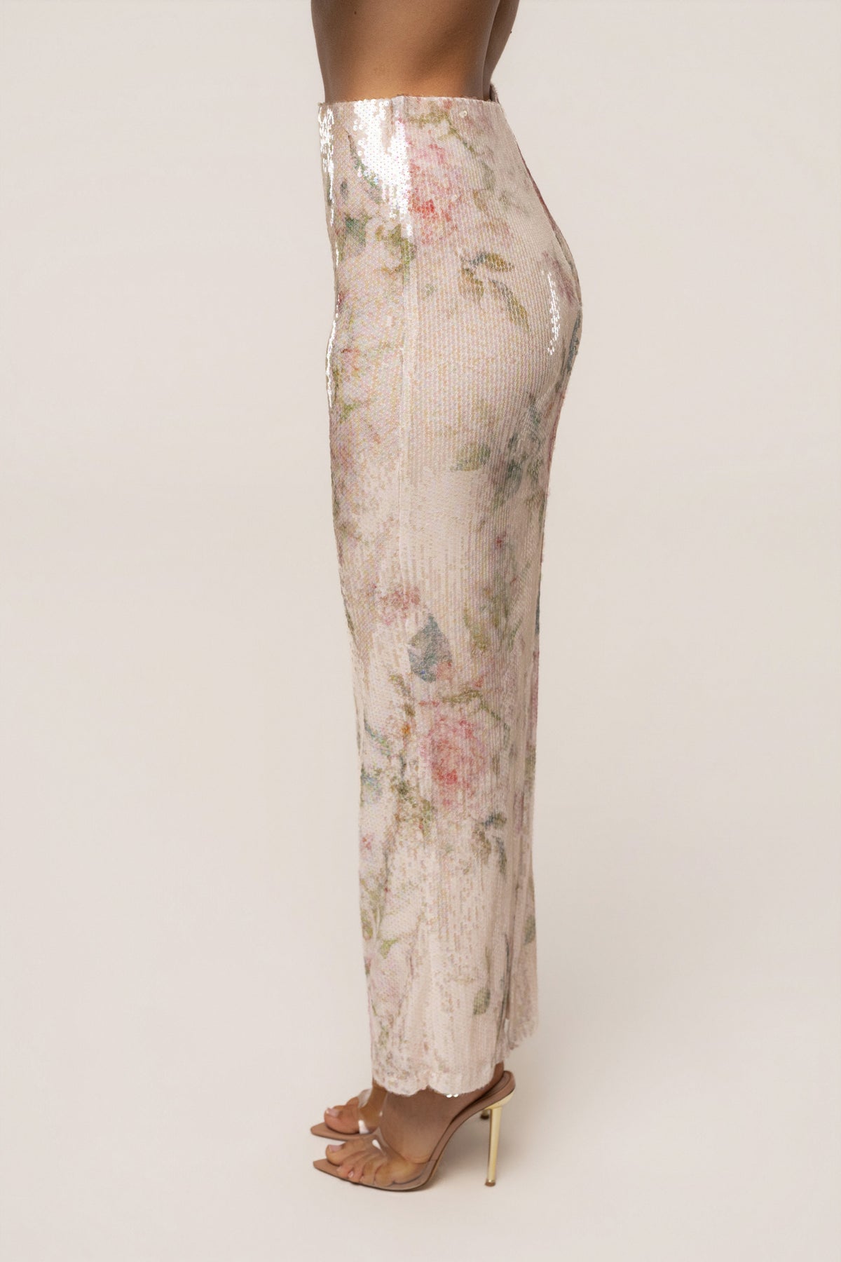 Ivory Floral Villa Nights Sequin Skirt