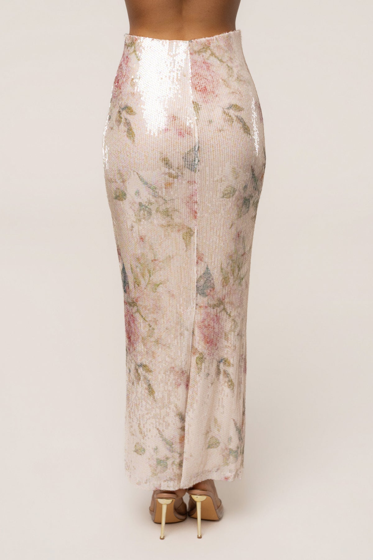 Ivory Floral Villa Nights Sequin Skirt