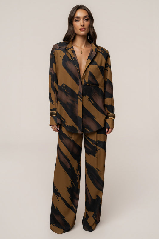 Gold Dusk Soft Pleated Trouser