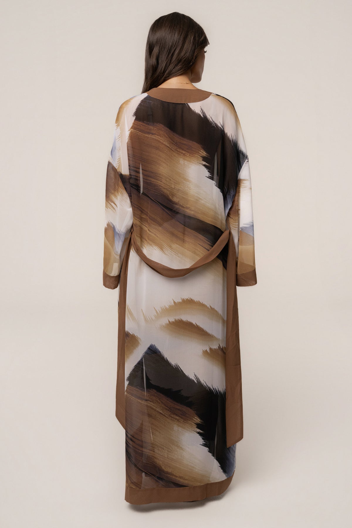 Brown Abstract Alissa Printed Duster