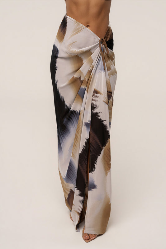 Brown Abstract Noelia Printed Skirt