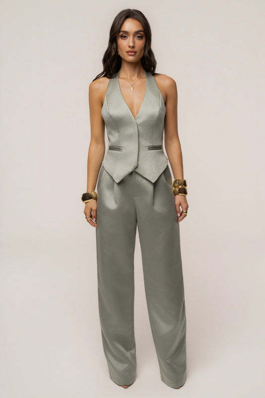 Sage City Nights Satin Trouser