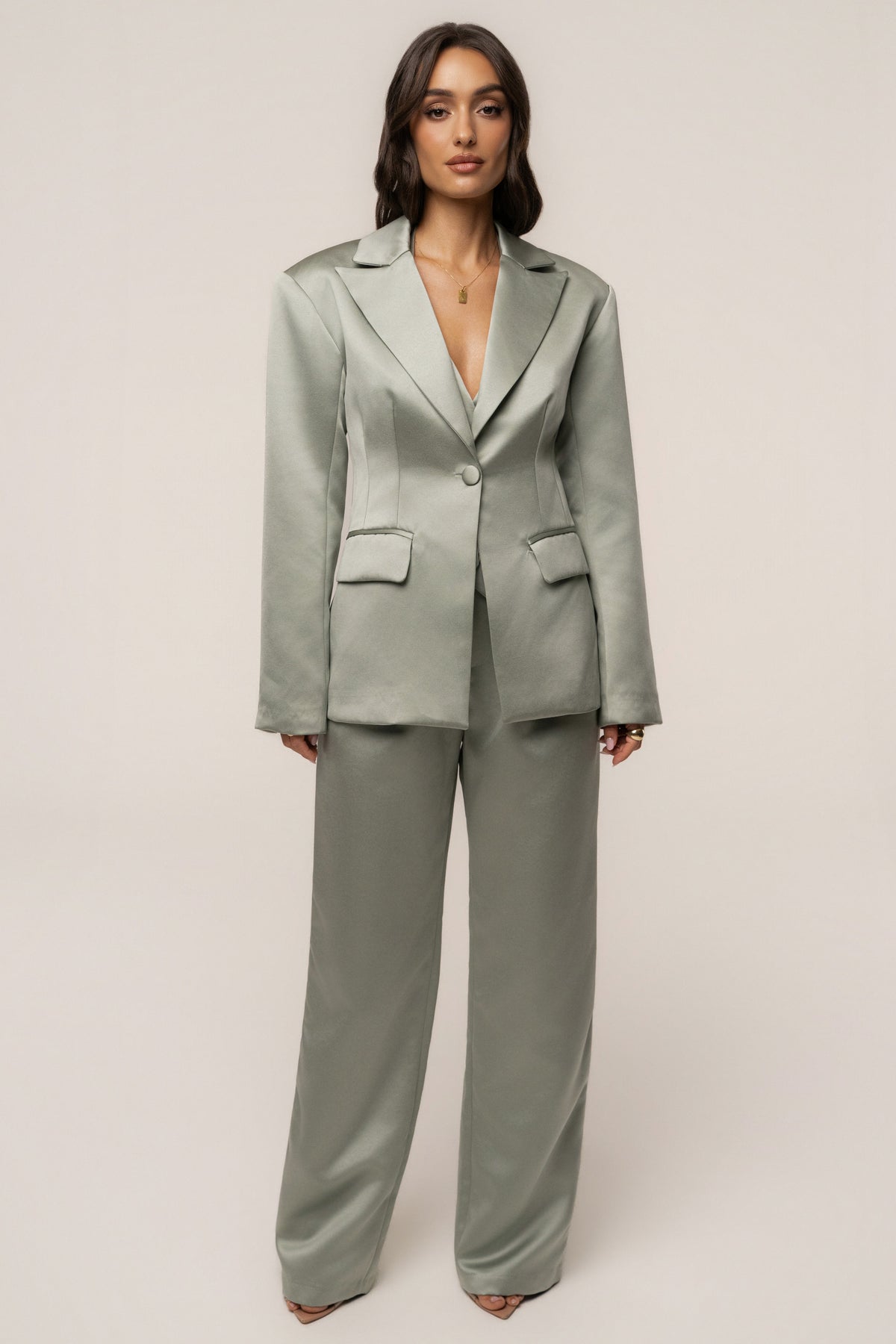 Sage City Nights Satin Trouser