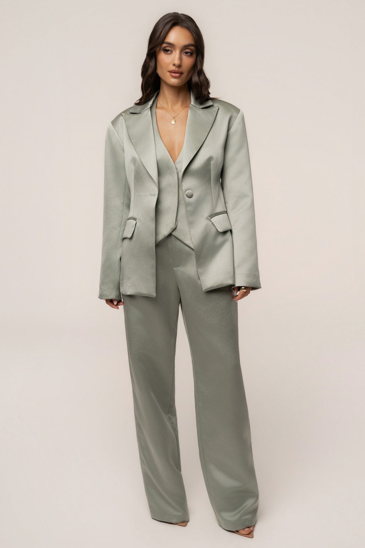 Sage City Nights Satin Trouser