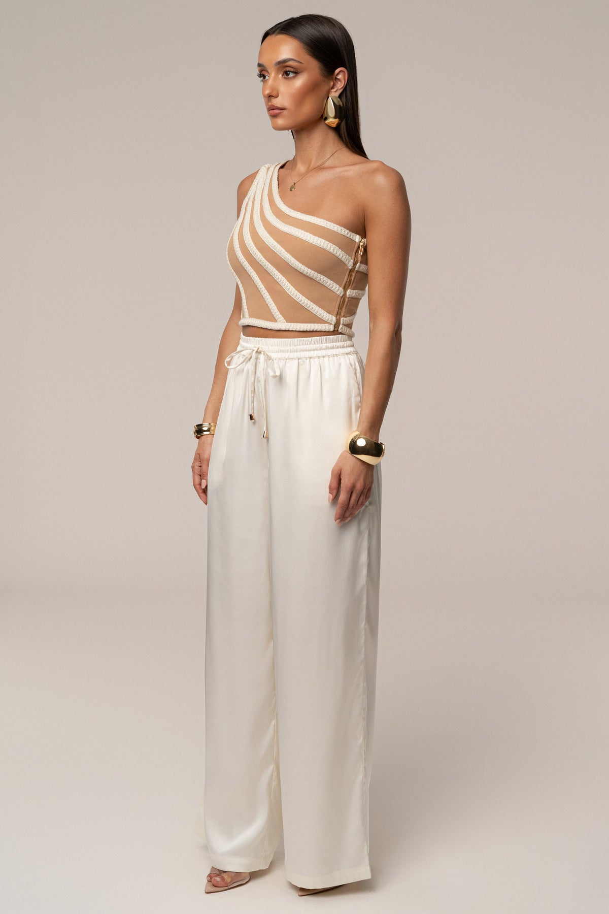 Ivory Braided One Shoulder Top
