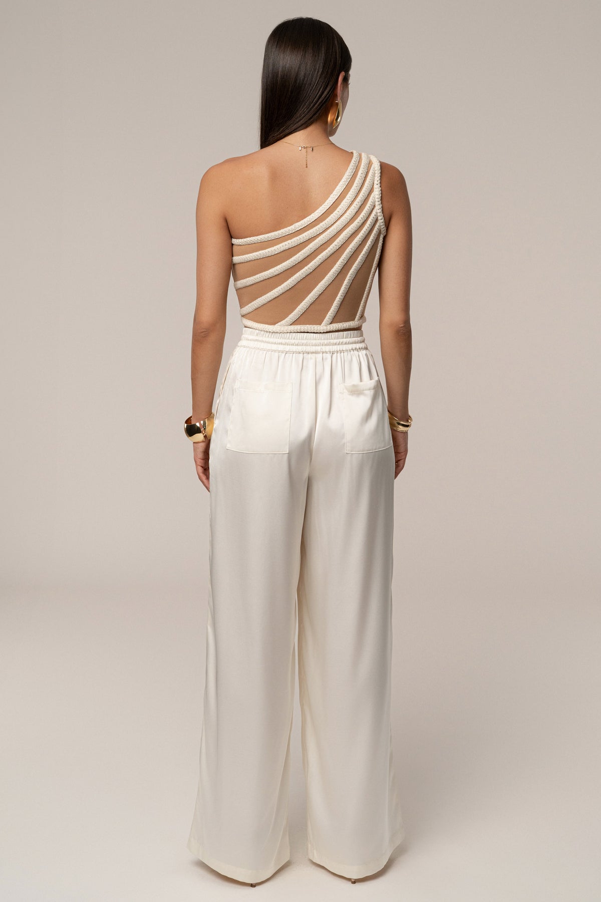 Ivory Braided One Shoulder Top