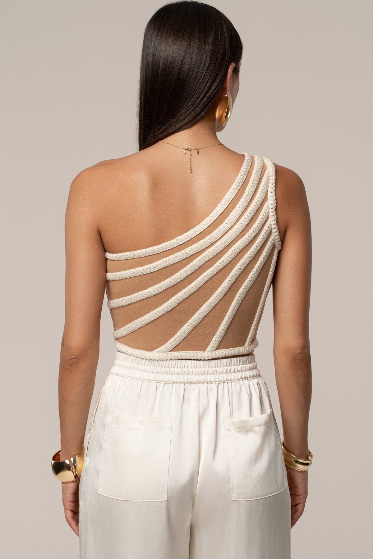 Ivory Braided One Shoulder Top