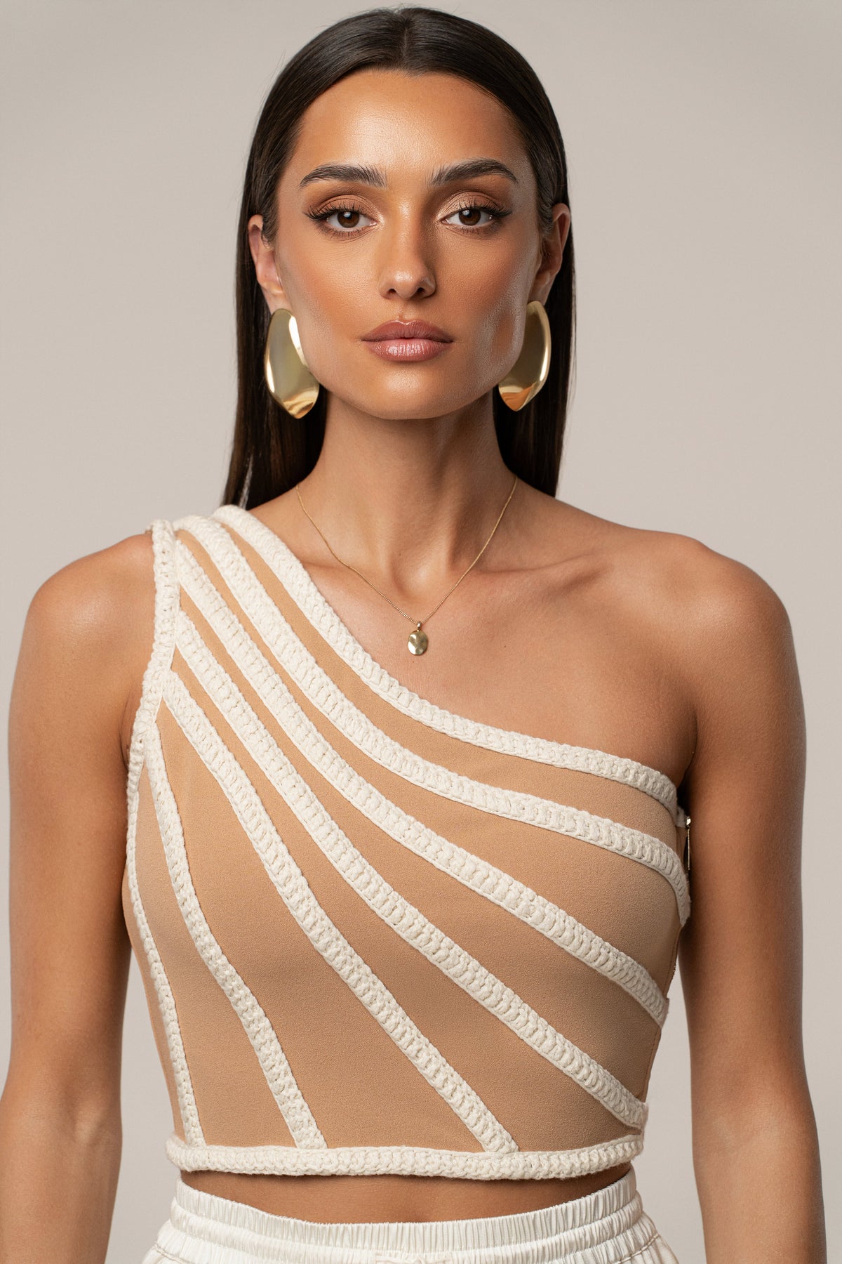 Ivory Braided One Shoulder Top