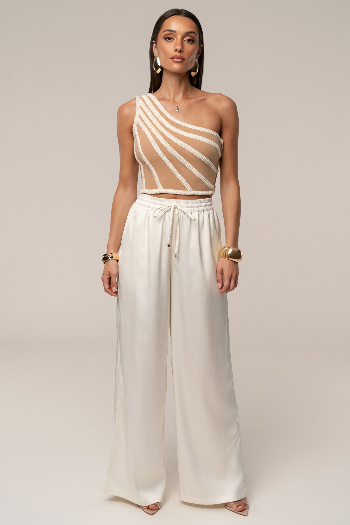 Ivory Braided One Shoulder Top