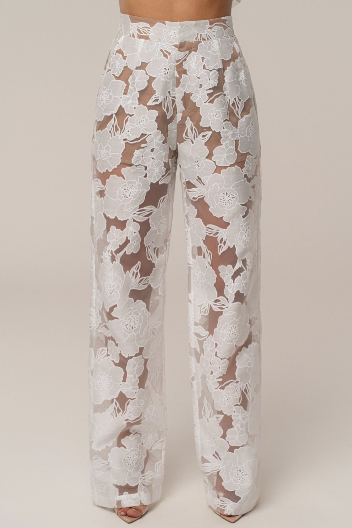 Ivory Organza Floral Pant