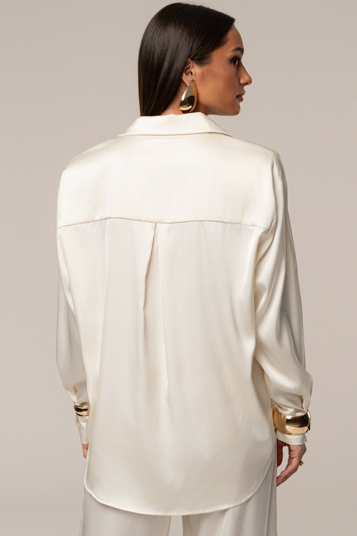 Ivory Island Ease Collared Satin Top