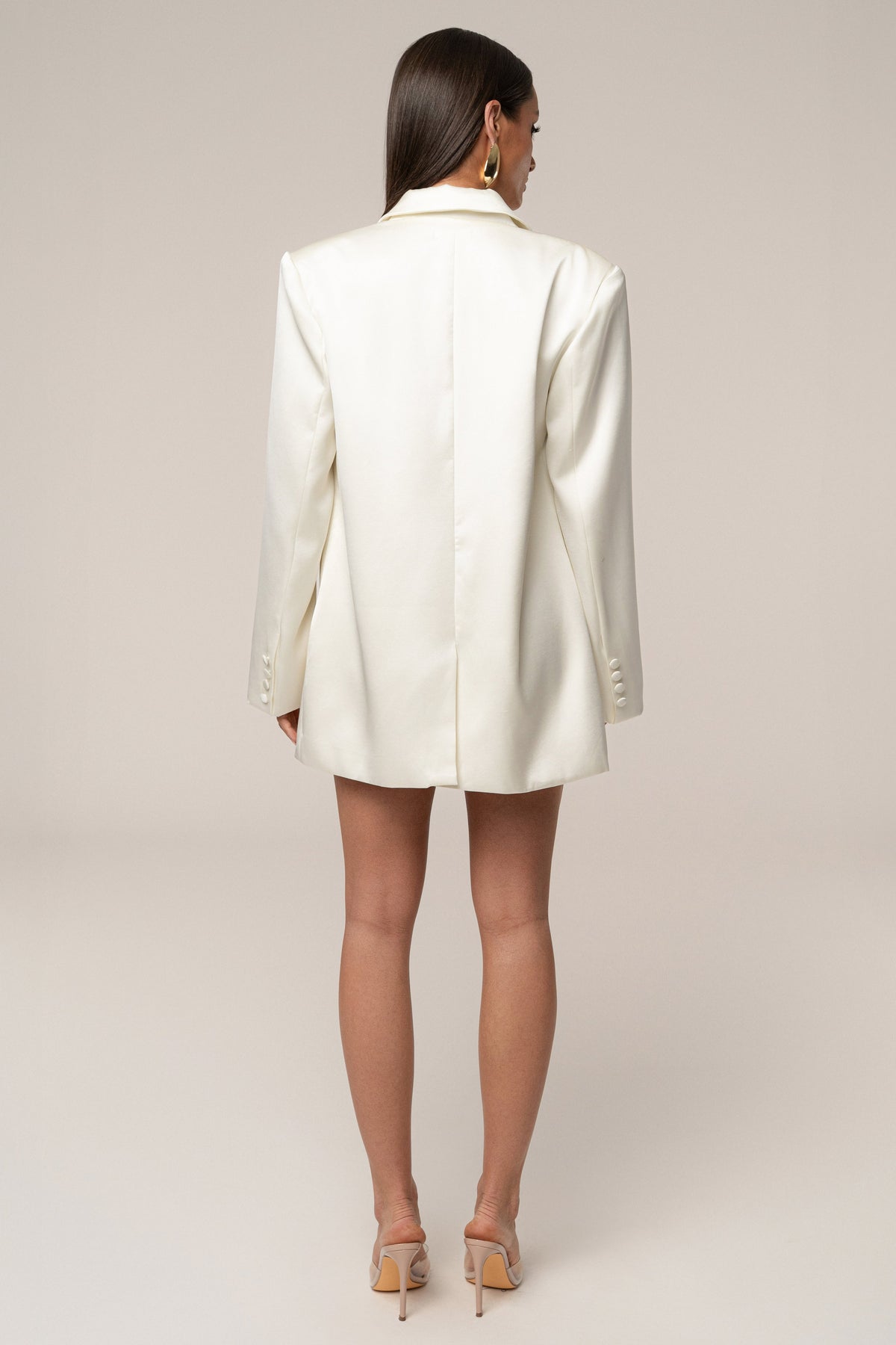 Ivory Lara Oversize Satin Blazer