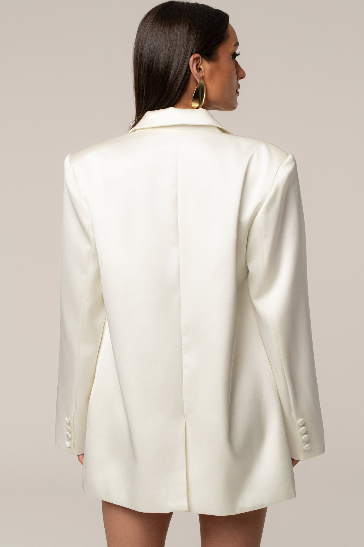 Ivory Lara Oversize Satin Blazer