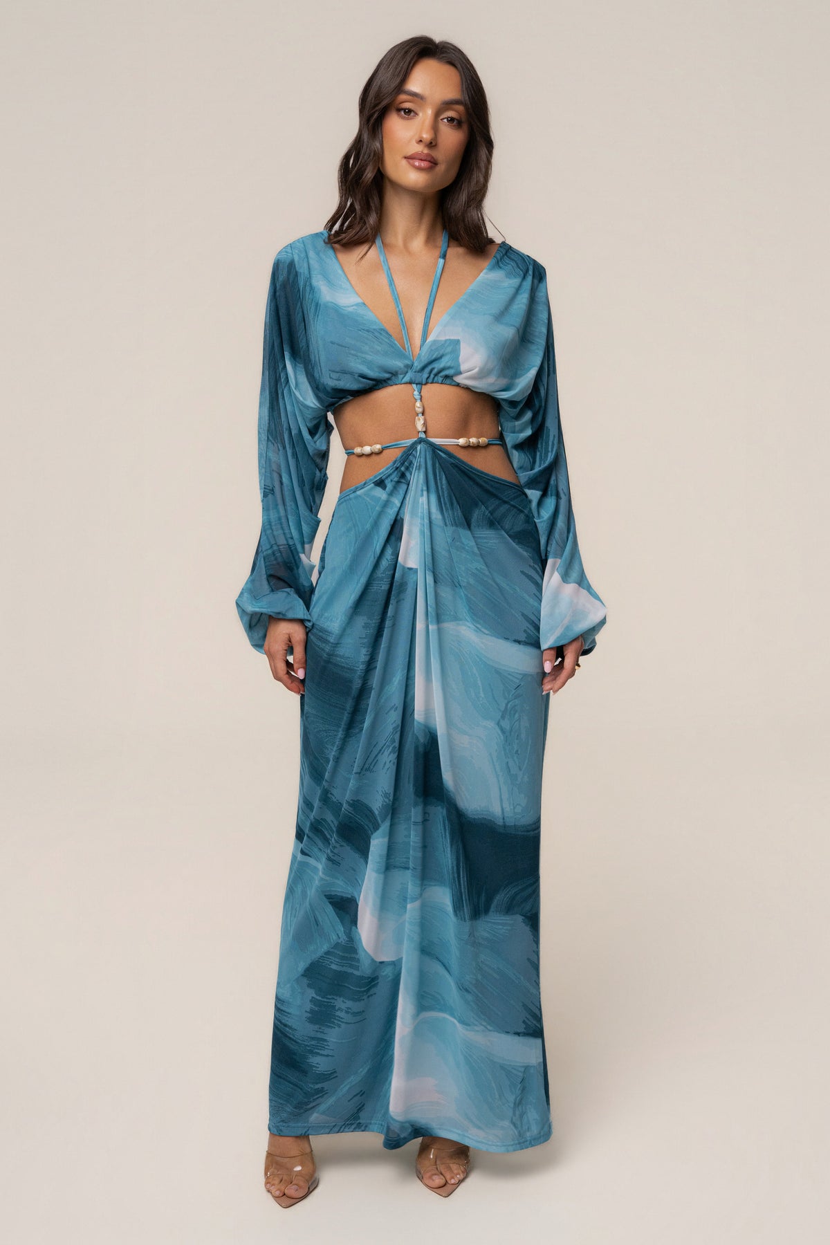 Sunset Blue  Hera Draped Maxi Skirt
