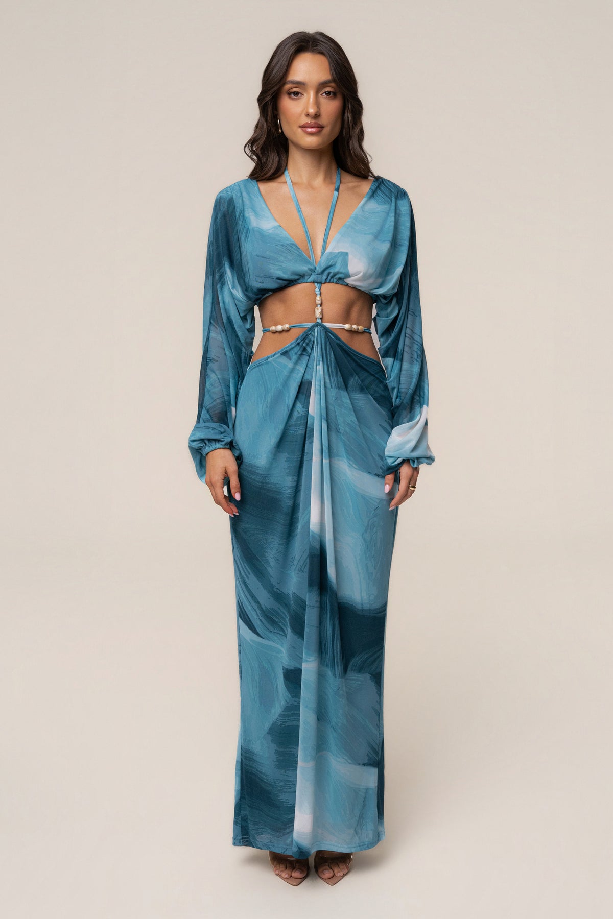 Sunset Blue  Hera Draped Maxi Skirt