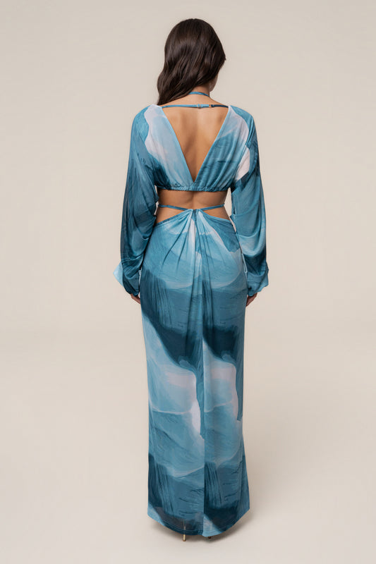Sunset Blue  Hera Draped Maxi Skirt