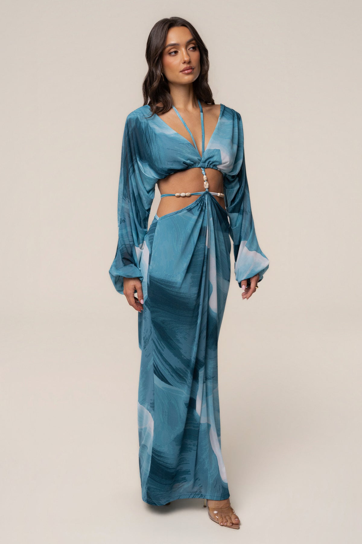 Sunset Blue  Hera Draped Maxi Skirt