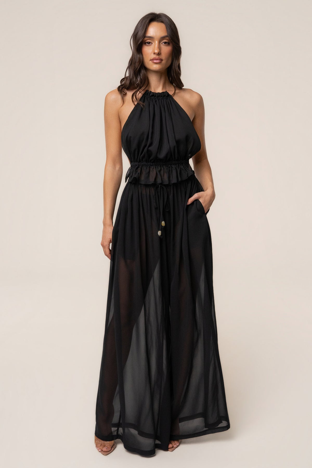 Black Resort Glow Chiffon Pant