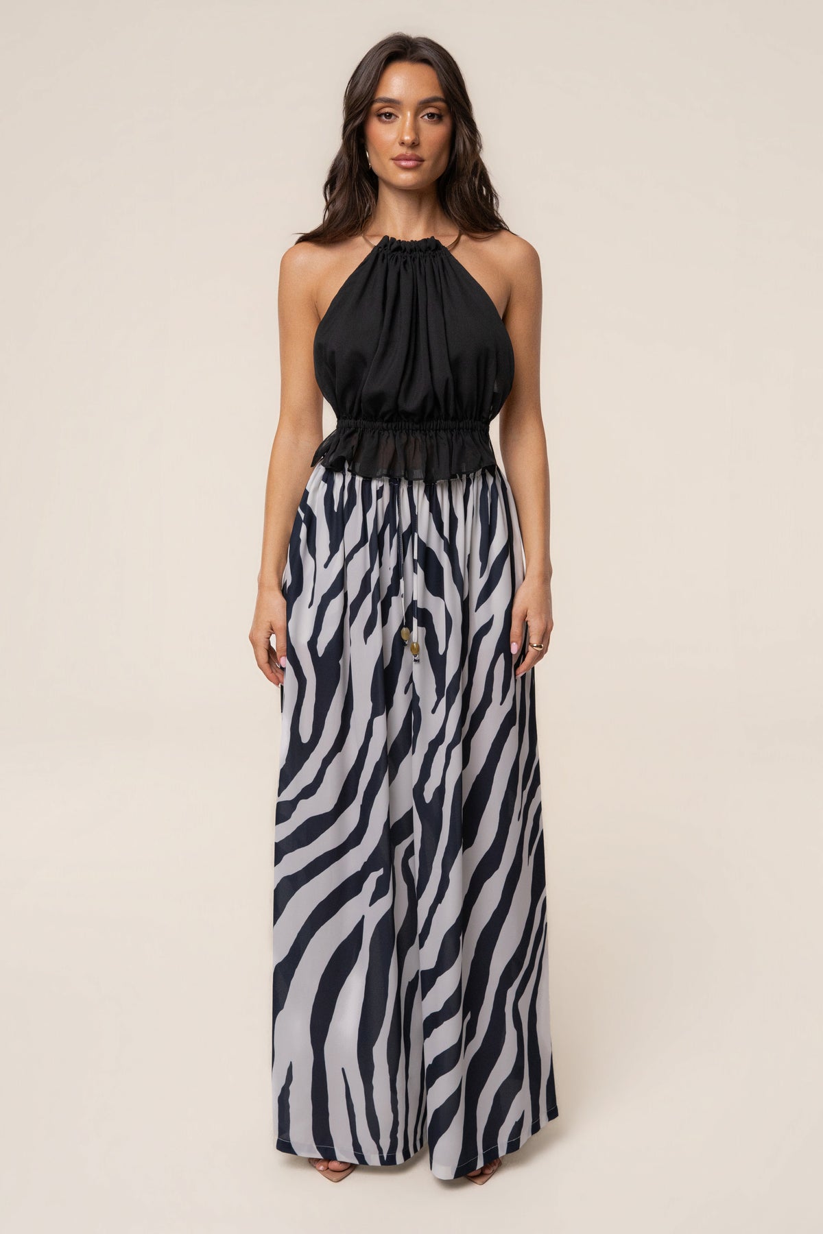 Navy Zebra Resort Glow Chiffon Pant