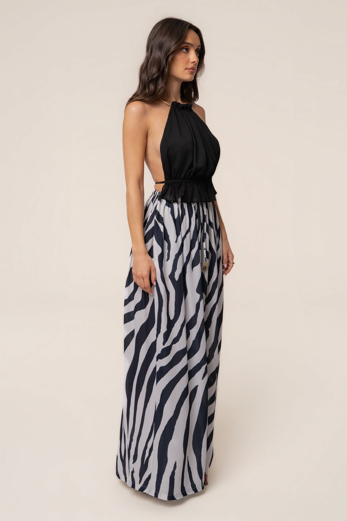 Navy Zebra Resort Glow Chiffon Pant