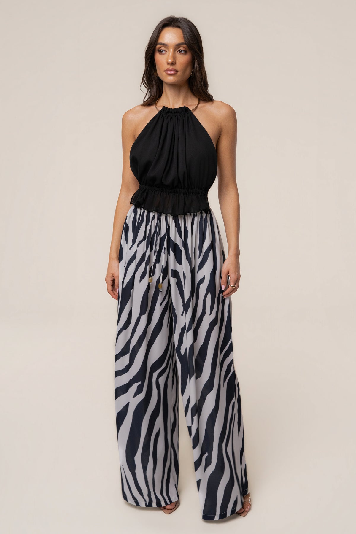 Navy Zebra Resort Glow Chiffon Pant
