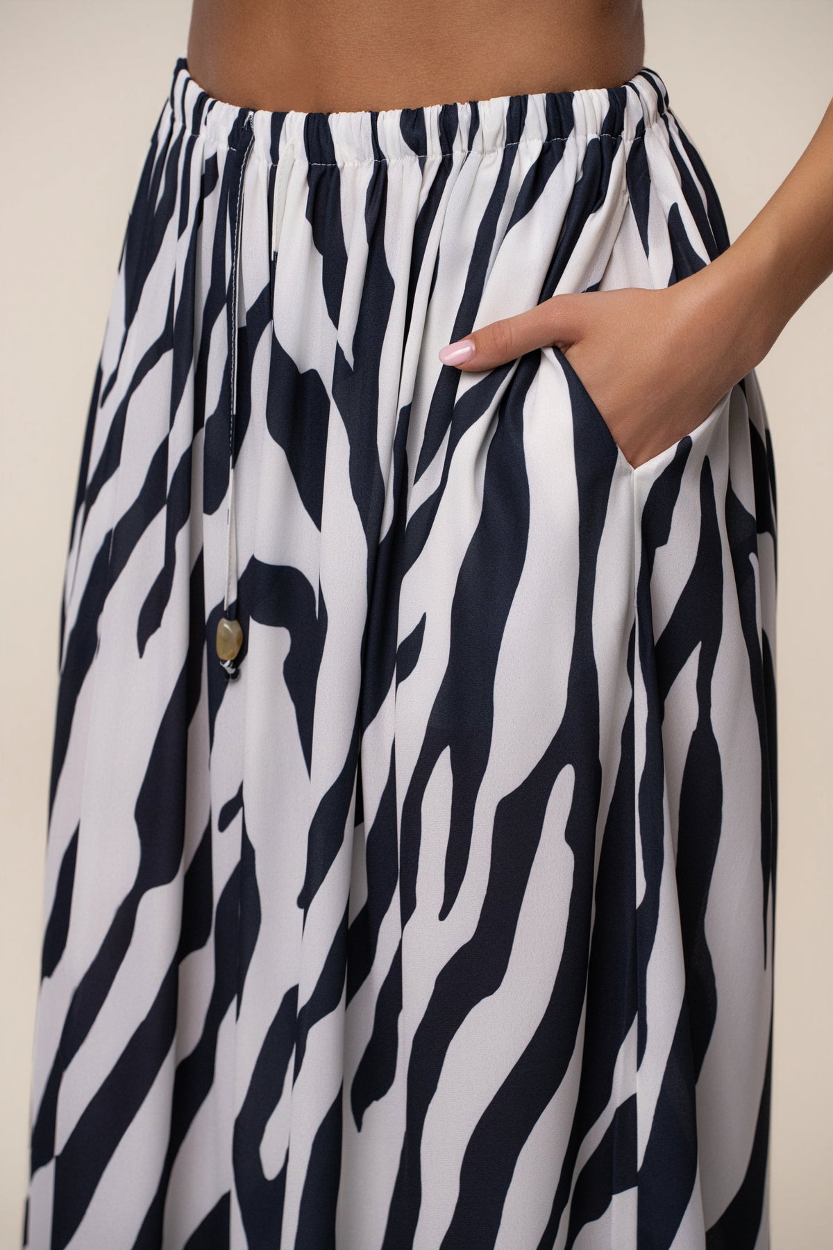 Navy Zebra Resort Glow Chiffon Pant