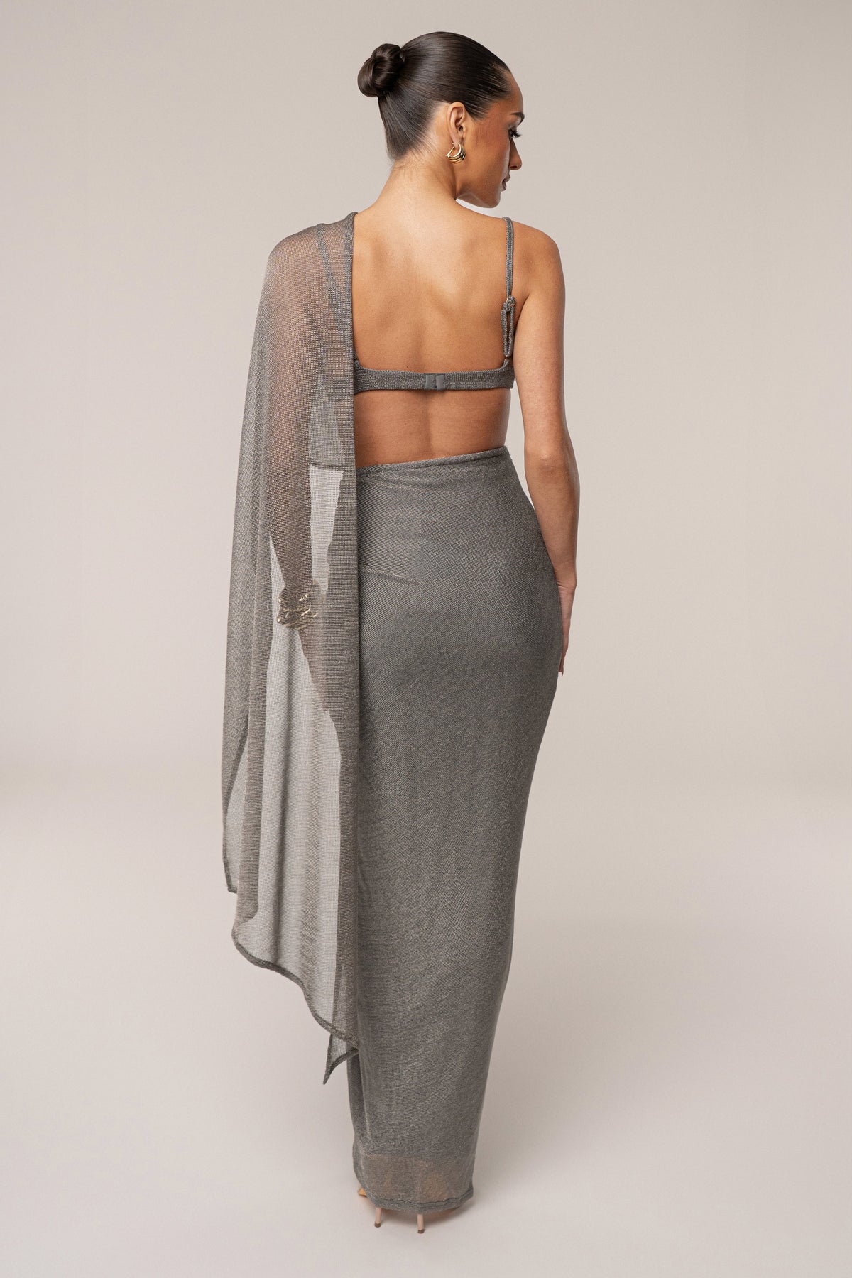 Silver Noelia Metallic Slit Skirt